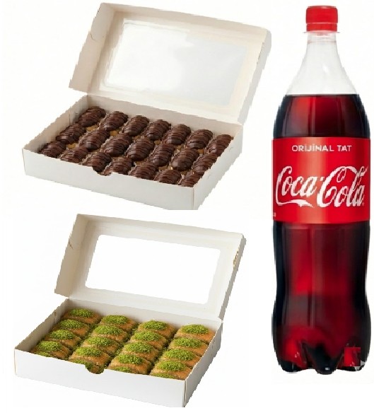 1 Litre Kola İle Tamamlanmış Fıstıklı Menü pasta
