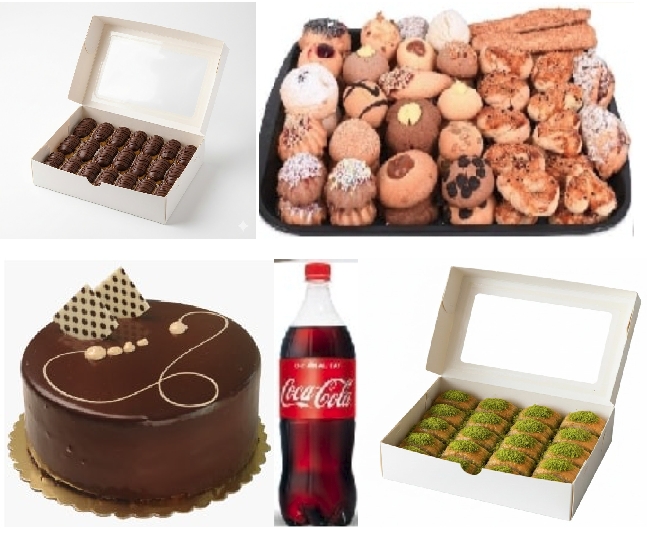 4-6 Kişilik Çikolatalı Yaş Pasta + Kuru Pasta + Fıstıklı Baklava + Ekler Menü pasta